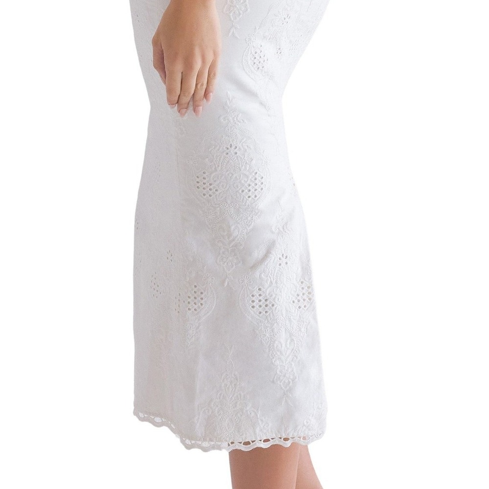 House of CB London White Eyelet Cotton Maxi Skirt Scalloped Lace Size M Boho - Picture 2 of 14